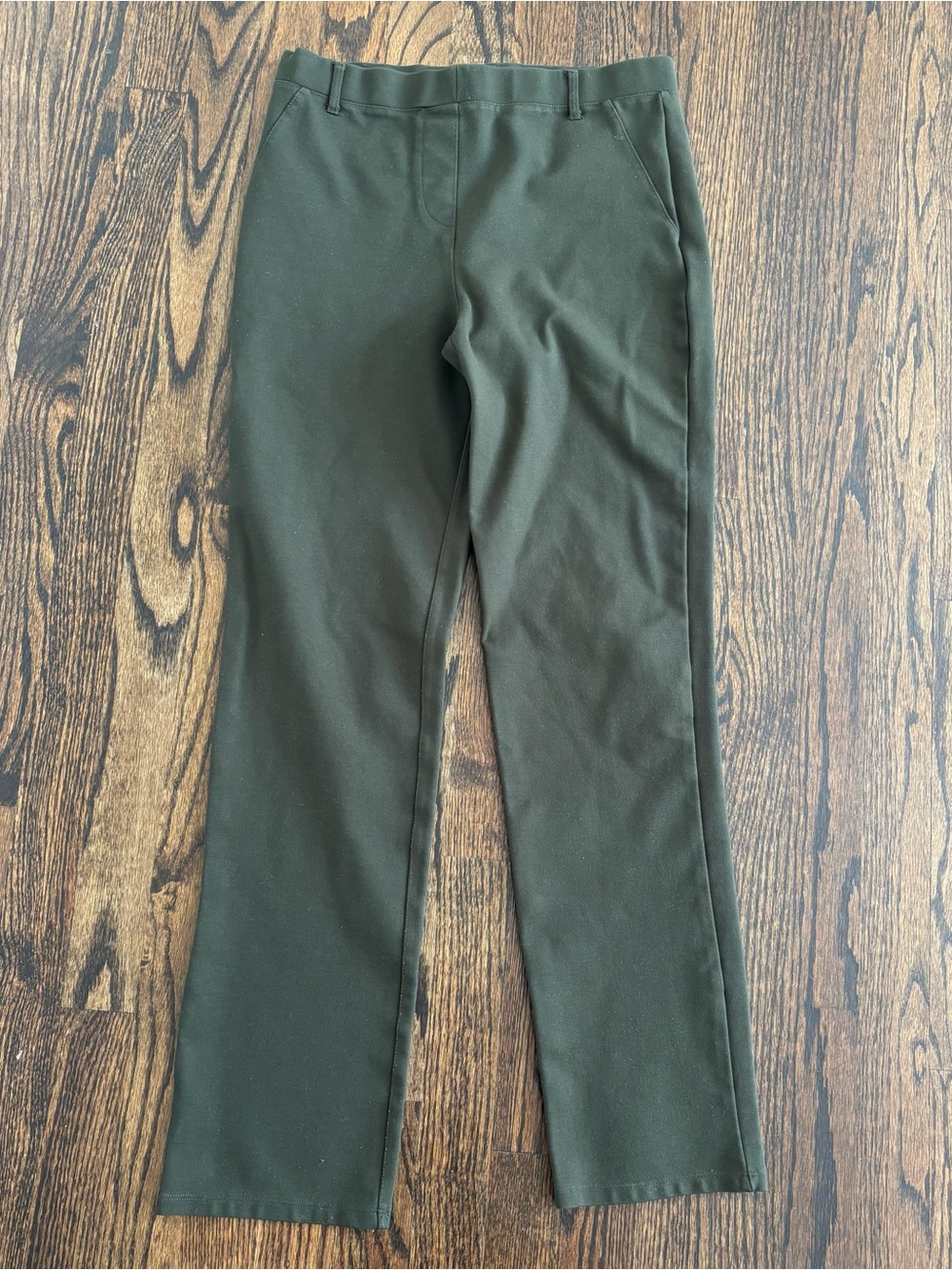 Quince Ultra-Stretch Ponte Straight Leg Pants Classic Olive Green Women's Medium